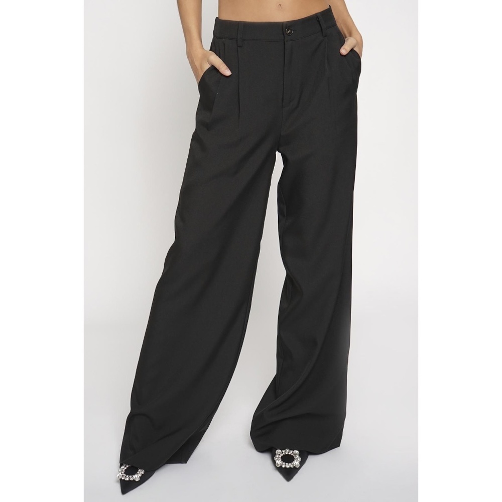 Black Double Pleated Front Trouser